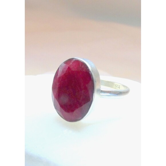 Natural Raw Red Ruby Gemstone Sterling Silver Handmade Ring Sz 7.75 - Picture 5 of 10